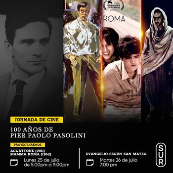 Jornada de cine: 100 años de Pier Paolo Pasolini | Lunes 25 y martes 26 de julio